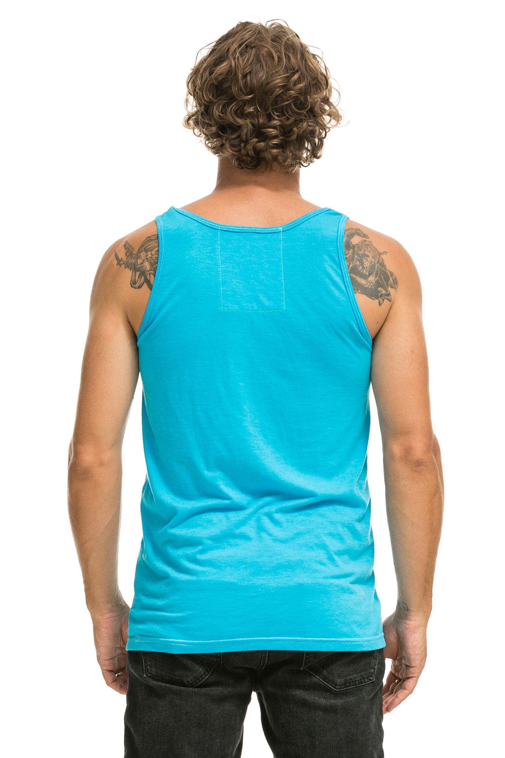 Retro MENS BASIC TANK - NEON BLUE