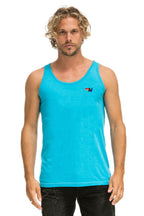 Retro MENS BASIC TANK - NEON BLUE
