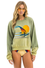 Retro WINDSURF JUMP RELAXED CREW SWEATSHIRT - FADED ARMY