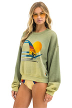 Retro WINDSURF JUMP RELAXED CREW SWEATSHIRT - FADED ARMY