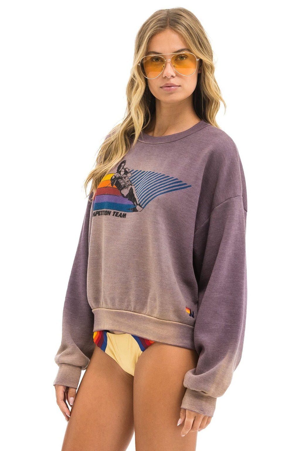 Retro WATER SKIER RELAXED CREW SWEATSHIRT - FADED MOCHA