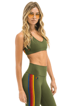 Retro WOMENS 5 STRIPE SPORTS BRA - LEAF