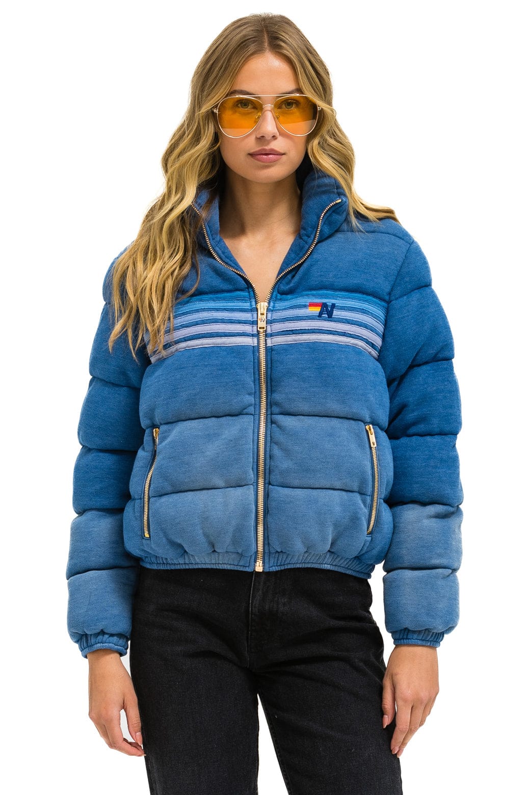 Retro 5 STRIPE FADED APRES JACKET - FADED WATER