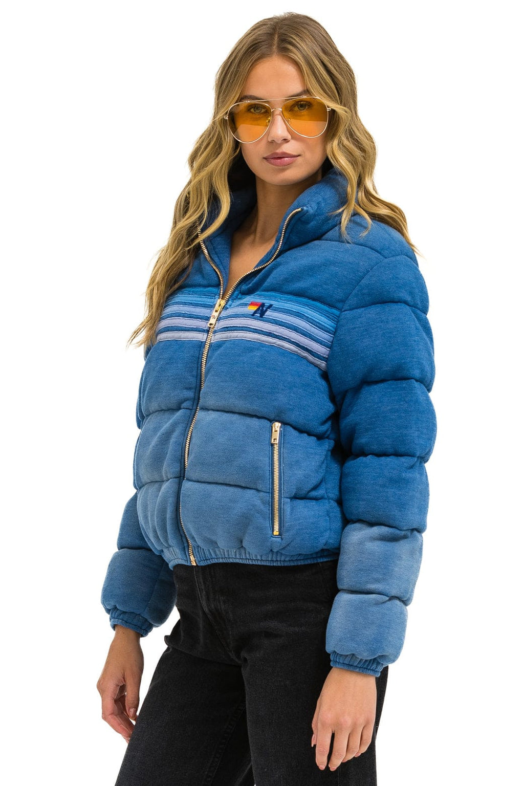 Retro 5 STRIPE FADED APRES JACKET - FADED WATER