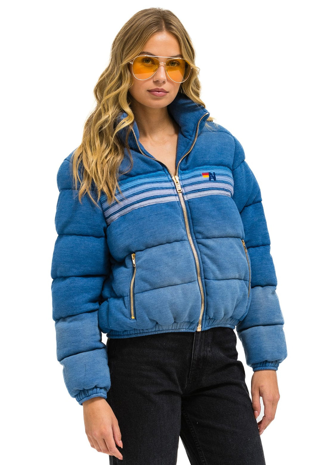 Retro 5 STRIPE FADED APRES JACKET - FADED WATER