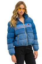 Retro 5 STRIPE FADED APRES JACKET - FADED WATER