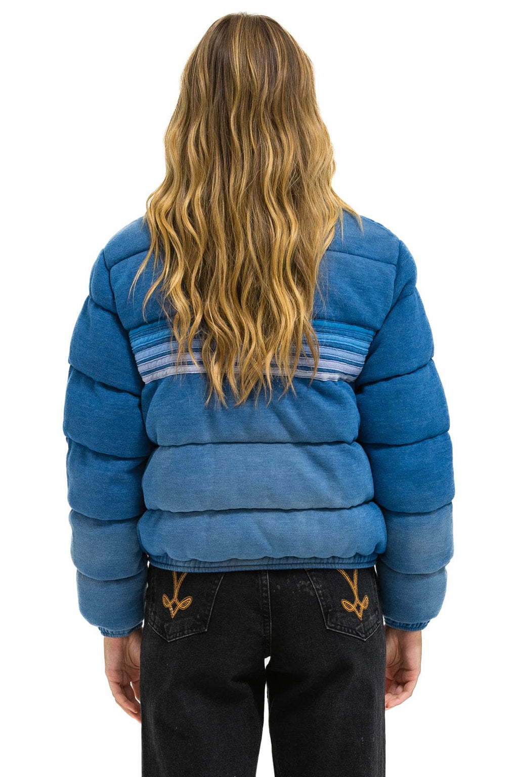 Retro 5 STRIPE FADED APRES JACKET - FADED WATER