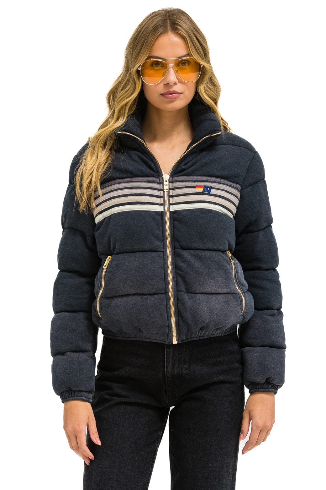 Retro 5 STRIPE FADED APRES JACKET - FADED SMOKE