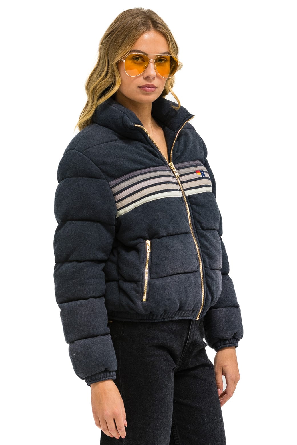 Retro 5 STRIPE FADED APRES JACKET - FADED SMOKE