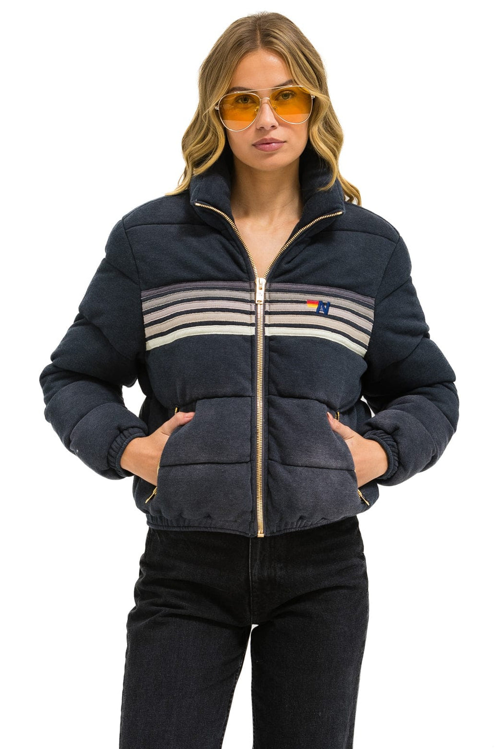 Retro 5 STRIPE FADED APRES JACKET - FADED SMOKE