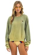 Retro RUGBY STITCH RELAXED CREW SWEATSHIRT - FADED ARMY