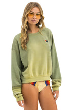 Retro RUGBY STITCH RELAXED CREW SWEATSHIRT - FADED ARMY