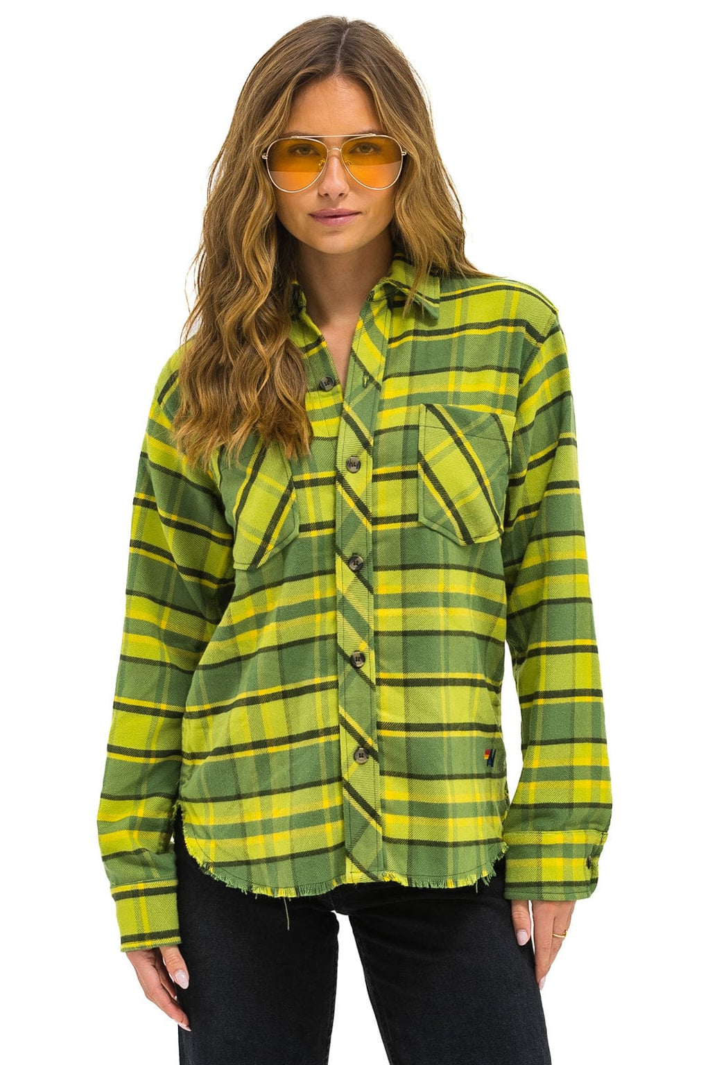 Retro PLAID FLANNEL WESTERN SHIRT - AVOCADO PLAID