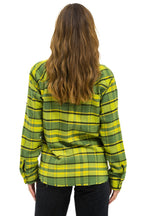 Retro PLAID FLANNEL LIGHT WEIGHT UNISEX WESTERN SHIRT - AVOCADO PLAID
