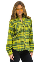 Retro PLAID FLANNEL WESTERN SHIRT - AVOCADO PLAID