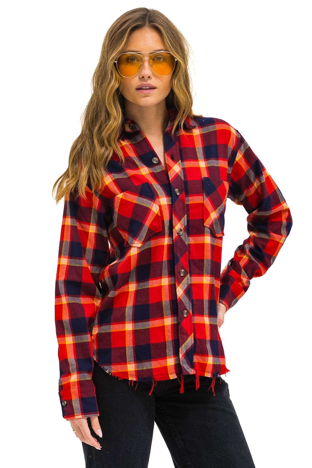 Retro PLAID FLANNEL WESTERN SHIRT - RUGBY PLAID