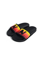 Retro AVIATOR NATION LOGO RAINBOW 4 STRIPE SLIDES - BLACK