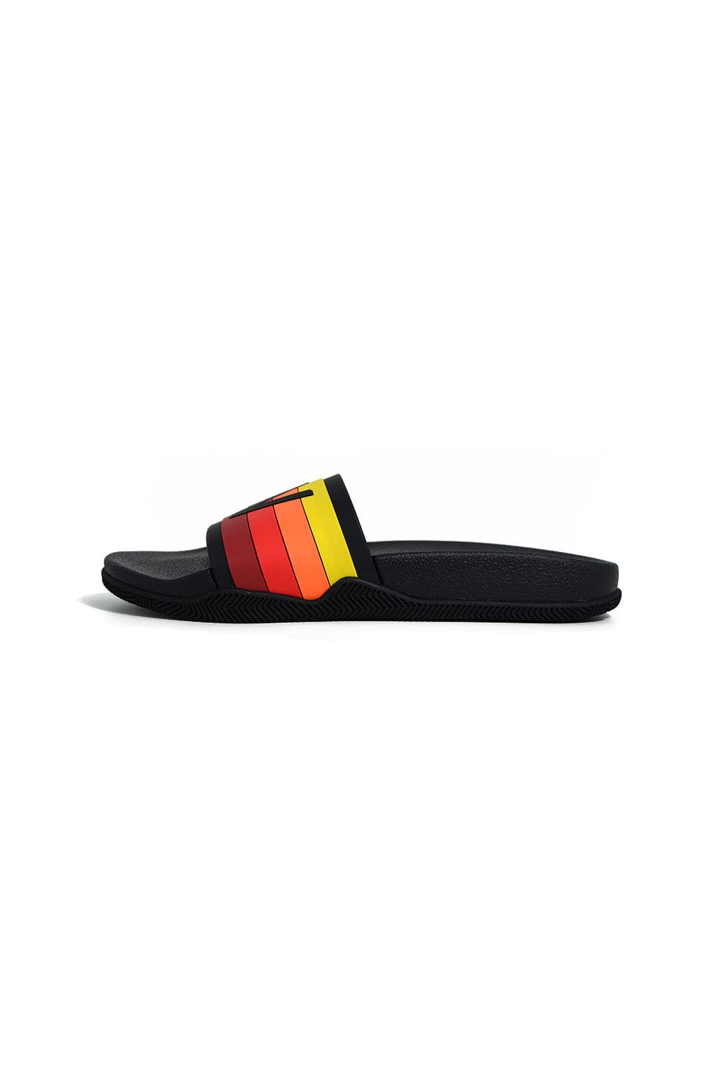 Retro AVIATOR NATION LOGO RAINBOW 4 STRIPE SLIDES - BLACK