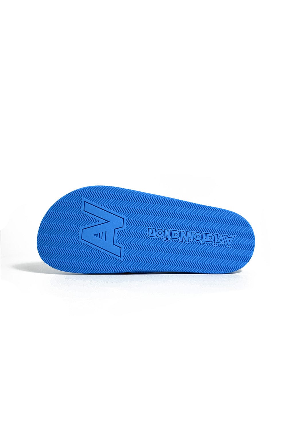 Retro AVIATOR NATION LOGO RAINBOW 4 STRIPE SLIDES - OCEAN BLUE