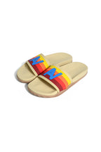 Retro AVIATOR NATION LOGO RAINBOW 4 STRIPE SLIDES - VINTAGE WHITE