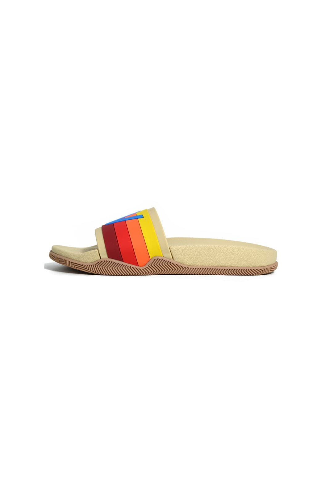 Retro AVIATOR NATION LOGO RAINBOW 4 STRIPE SLIDES - VINTAGE WHITE