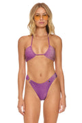 Retro SPARKLE GYPSY RING HI-CUT FULL COVERAGE BIKINI BOTTOMS - GRAPE