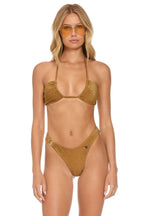 Retro SPARKLE GYPSY RING HI-CUT FULL COVERAGE BIKINI BOTTOMS - MOCHA