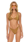 Retro SPARKLE RIVIERA KNOT FRONT TOP BIKINI TOP - MOCHA