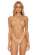 Retro SPARKLE ST TROPEZ SCRUNCH CHEEKY BIKINI BOTTOMS - BLACK BOLT REPEAT