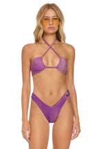 Retro SPARKLE ST TROPEZ SCRUNCH CHEEKY BIKINI BOTTOMS - GRAPE