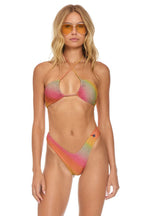 Retro SPARKLE ST TROPEZ BANDEAU HALTER BIKINI TOP - RAINBOW