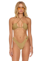 Retro SPARKLE ST TROPEZ SCRUNCH CHEEKY BIKINI BOTTOMS - SAND