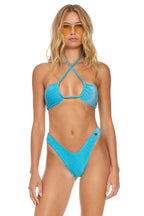 Retro SPARKLE ST TROPEZ SCRUNCH CHEEKY BIKINI BOTTOMS - SKY