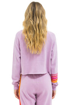 Retro BOLT RUGBY STITCH CROPPED CREW SWEATSHIRT - MAUVE MAGENTA ORANGE
