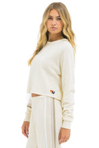 Retro BOLT RUGBY STITCH CROPPED CREW SWEATSHIRT - VINTAGE WHITE WHITE GREY