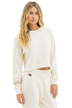 Retro BOLT RUGBY STITCH CROPPED CREW SWEATSHIRT - VINTAGE WHITE WHITE GREY