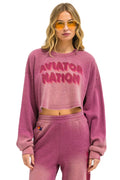 Retro AN 3D CROPPED CREW SWEATSHIRT RELAXED - FADED BERRY
