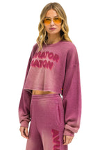 Retro AN 3D CROPPED CREW SWEATSHIRT RELAXED - FADED BERRY