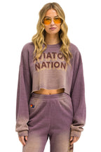 Retro AN 3D CROPPED CREW SWEATSHIRT RELAXED - FADED MOCHA