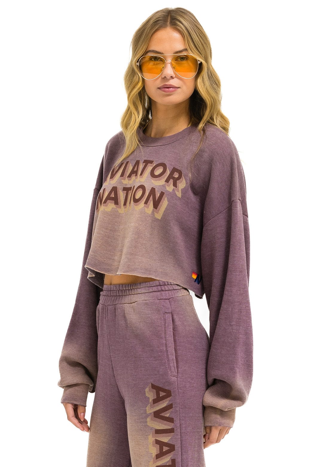 Retro AN 3D CROPPED CREW SWEATSHIRT RELAXED - FADED MOCHA