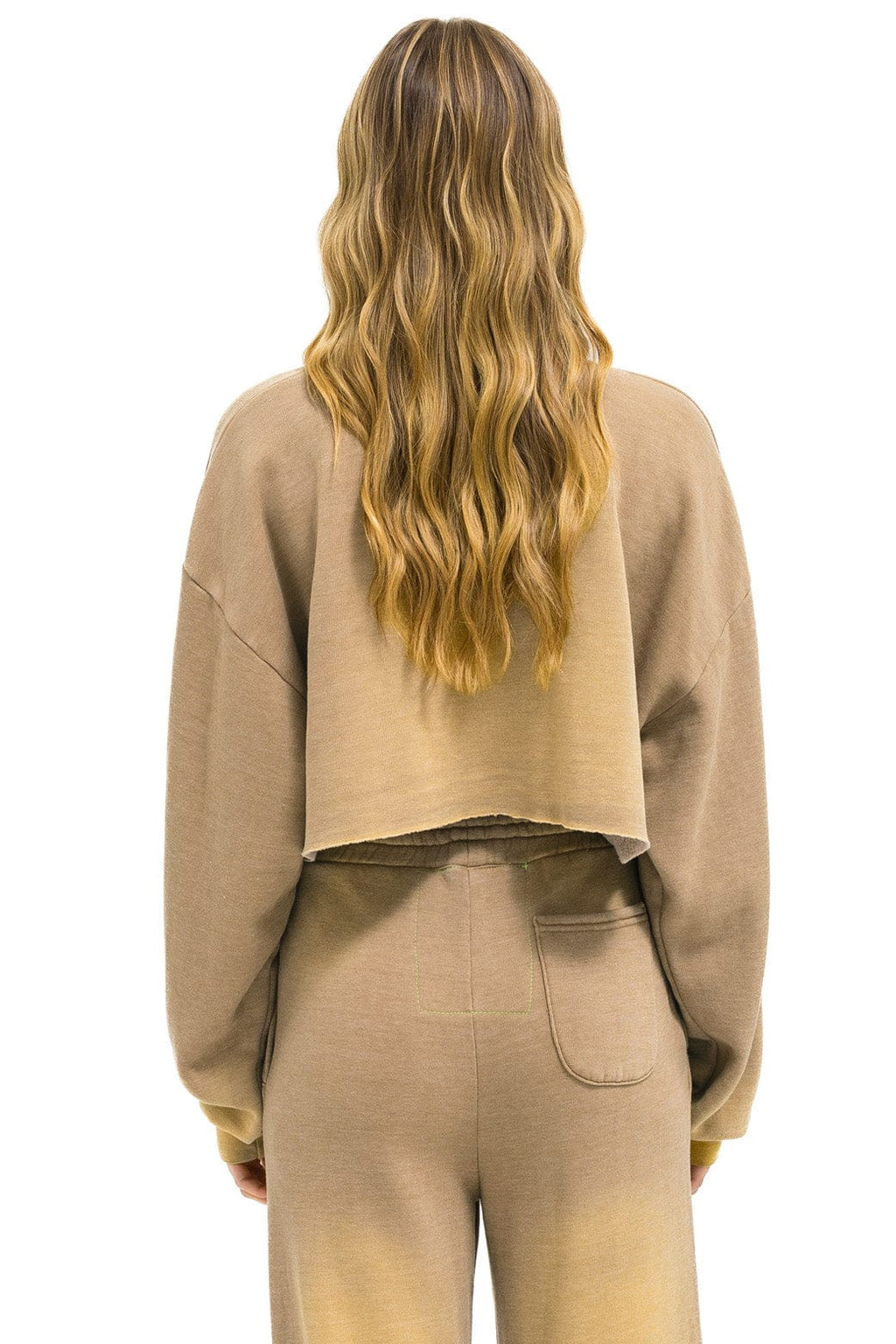 Retro AN 3D CROPPED CREW SWEATSHIRT RELAXED - FADED TAN