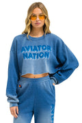 Retro AN 3D CROPPED CREW SWEATSHIRT RELAXED - FADED WATER
