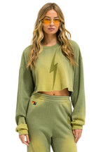 Retro BOLT STITCH CROPPED CREW SWEATSHIRT RELAXED - FADED ARMY