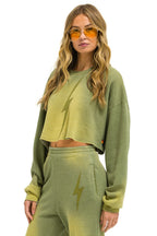 Retro BOLT STITCH CROPPED CREW SWEATSHIRT RELAXED - FADED ARMY