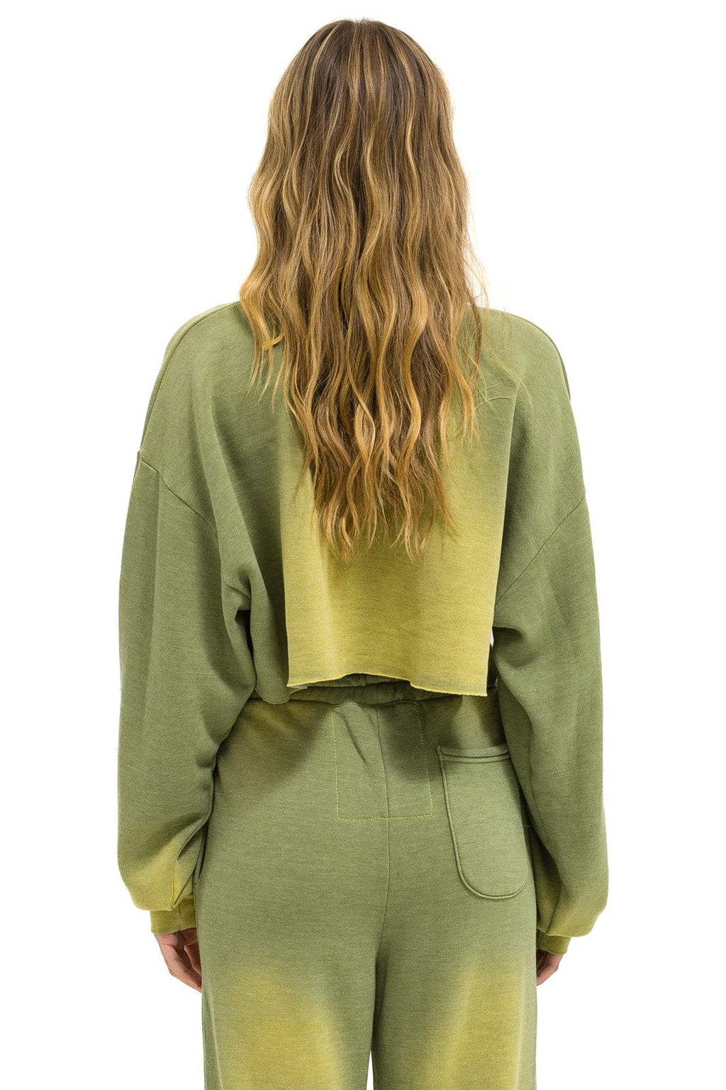 Retro BOLT STITCH CROPPED CREW SWEATSHIRT RELAXED - FADED ARMY