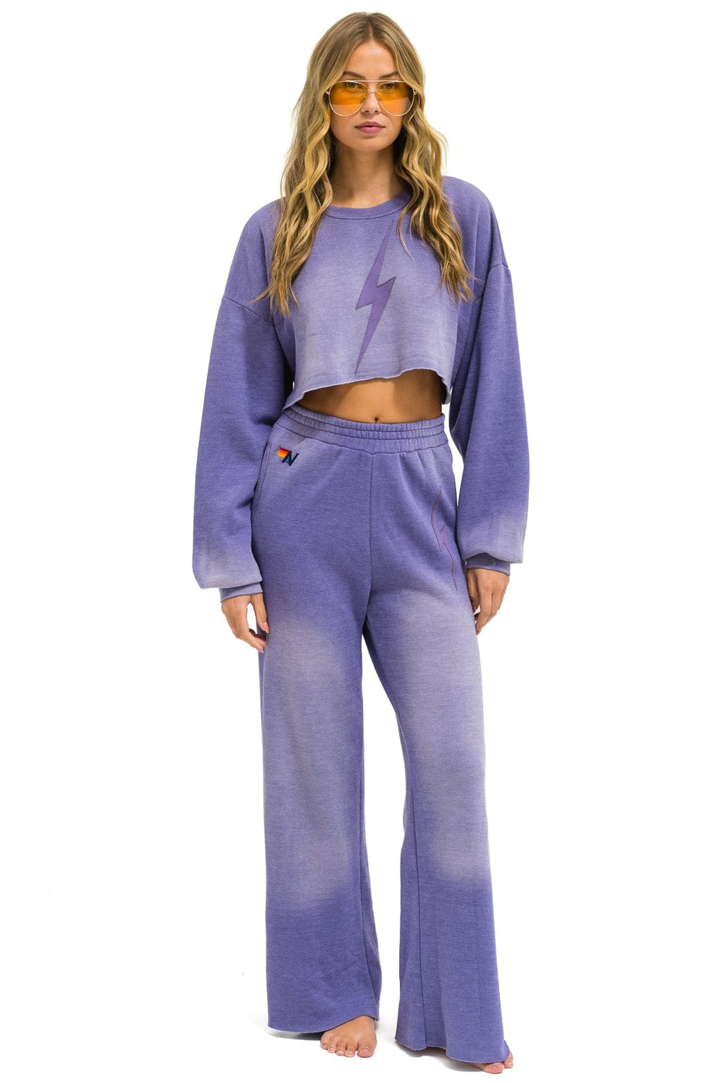 Retro BOLT STITCH WIDE LEG POCKET SWEATPANTS - FADED GRAPE
