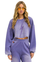 Retro BOLT STITCH CROPPED CREW SWEATSHIRT RELAXED - FADED GRAPE