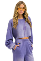 Retro BOLT STITCH CROPPED CREW SWEATSHIRT RELAXED - FADED GRAPE