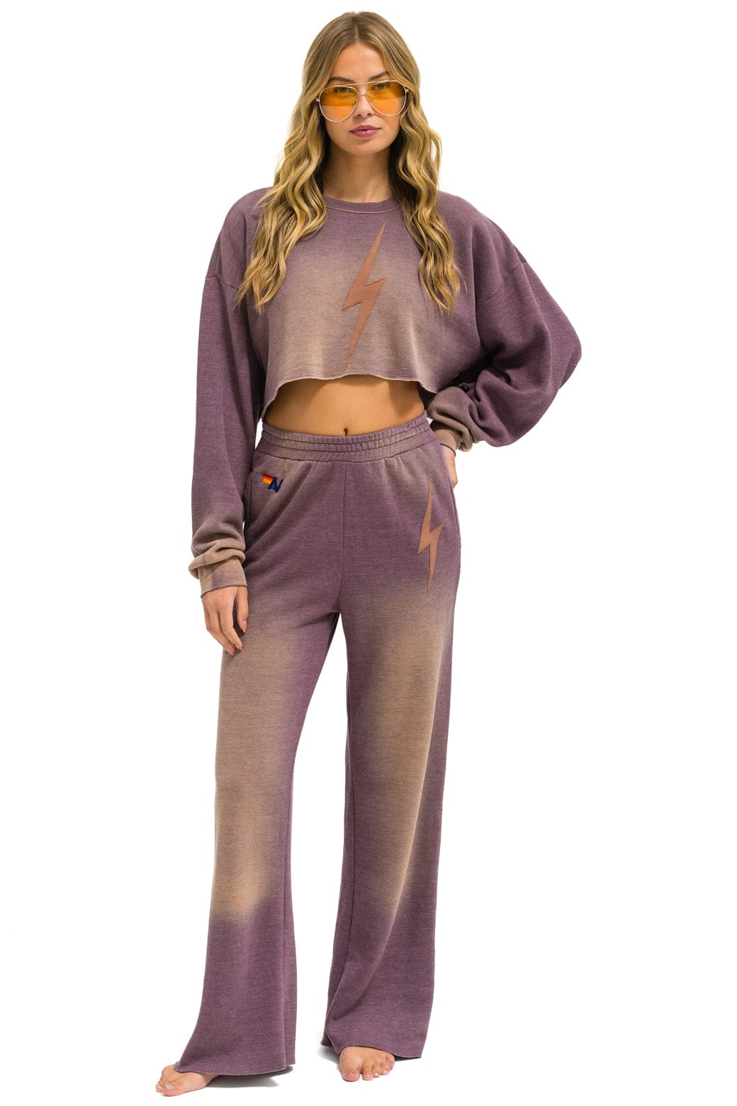 Retro BOLT STITCH CROPPED CREW SWEATSHIRT RELAXED - FADED MOCHA