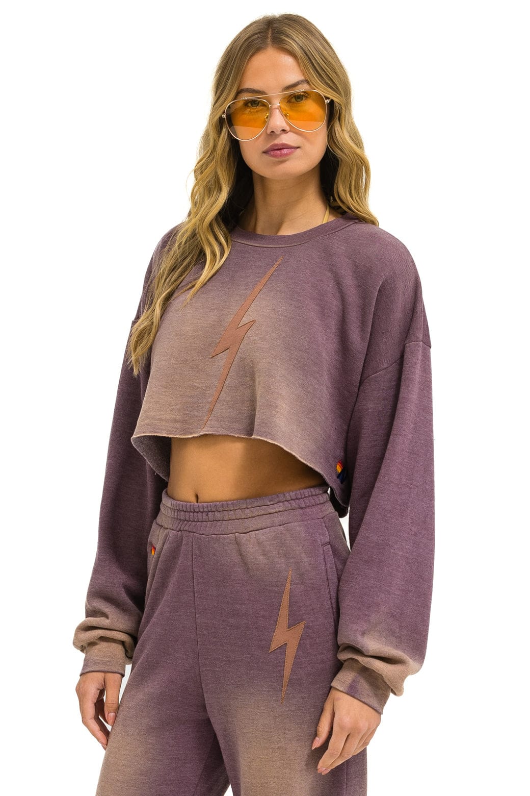 Retro BOLT STITCH CROPPED CREW SWEATSHIRT RELAXED - FADED MOCHA